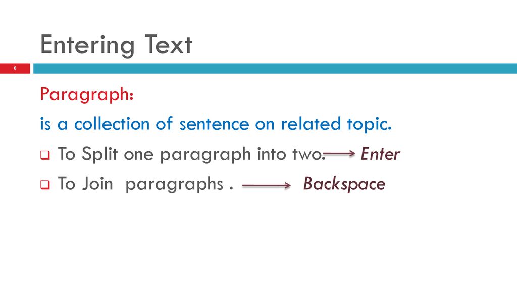 Entering Text Paragraph: is a collection of sentence on related topic.