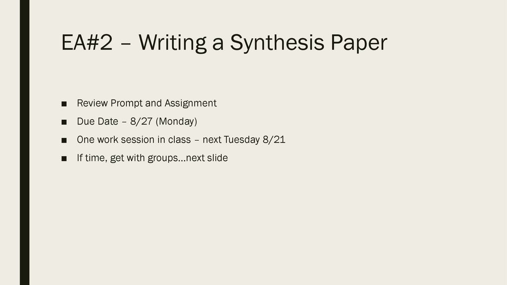 EA#2 – Writing a Synthesis Paper