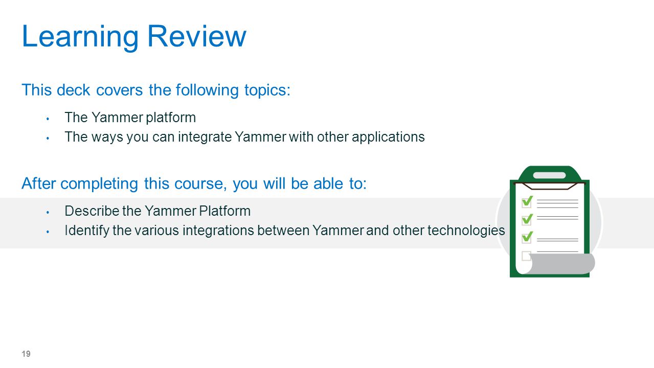 Learning Review This deck covers the following topics: