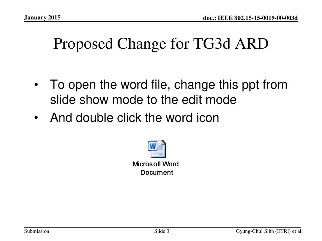 Proposed Change for TG3d ARD