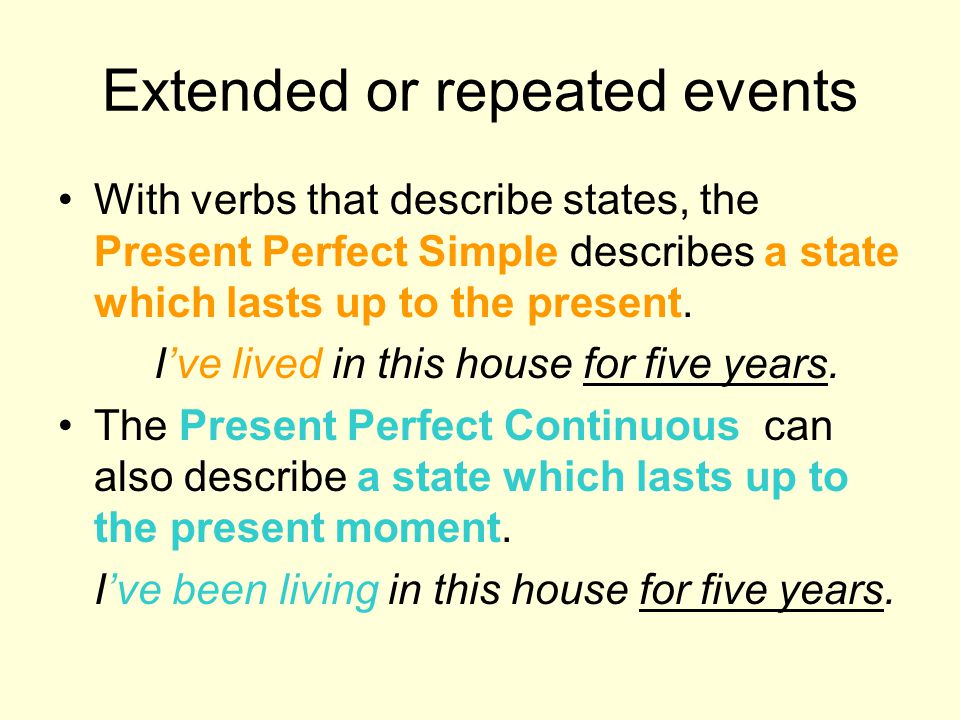 Extended or repeated events
