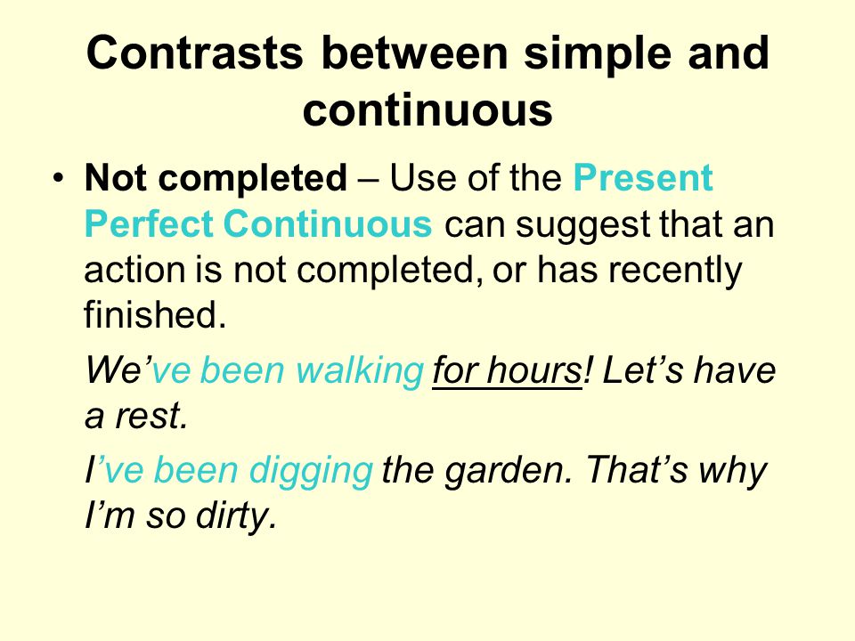 Contrasts between simple and continuous