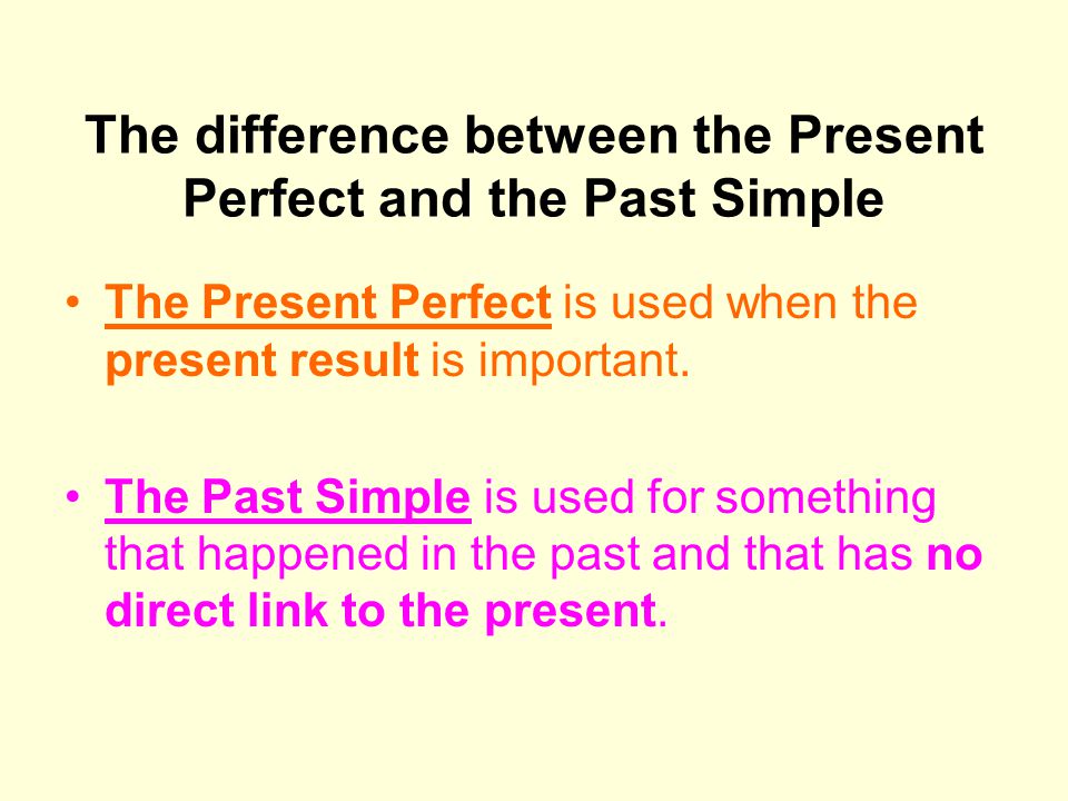 The difference between the Present Perfect and the Past Simple