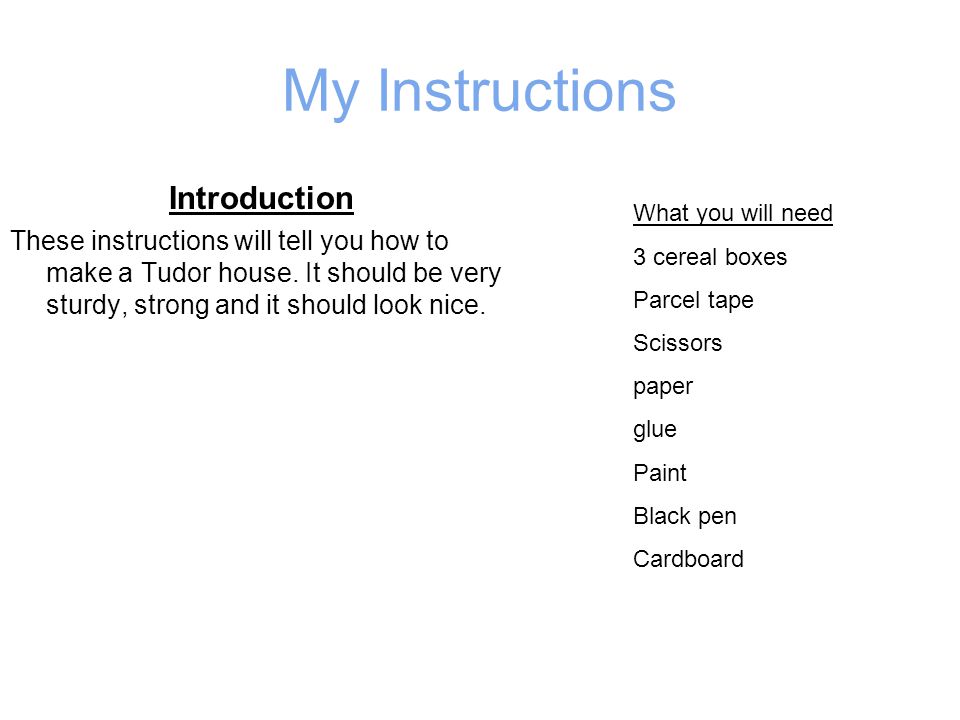 My Instructions Introduction