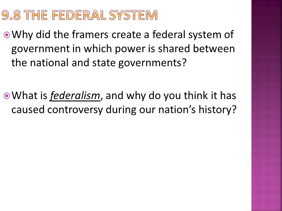 9.8 The federal System