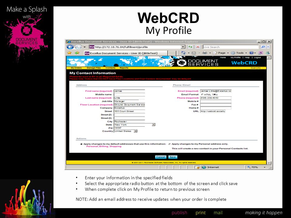 WebCRD My Profile Enter your information in the specified fields