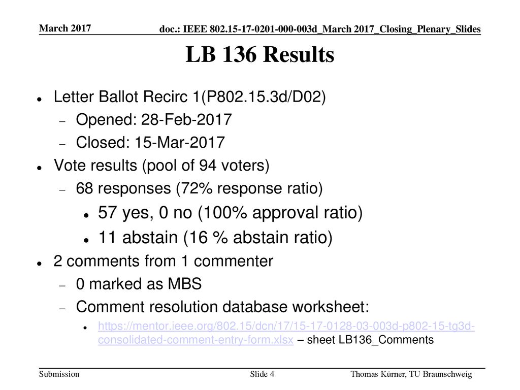 LB 136 Results 57 yes, 0 no (100% approval ratio)