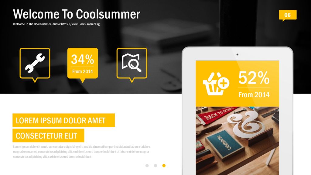 52% Welcome To Coolsummer 34% LOREM IPSUM DOLOR AMET CONSECTETUR ELIT