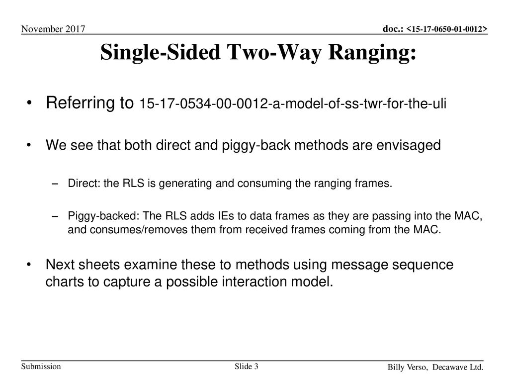 Single-Sided Two-Way Ranging: