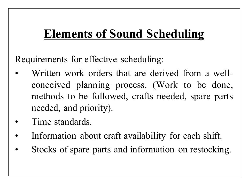 Elements of Sound Scheduling