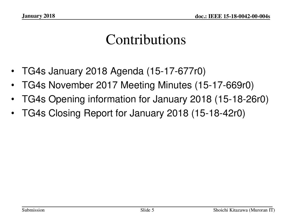 Contributions TG4s January 2018 Agenda ( r0)