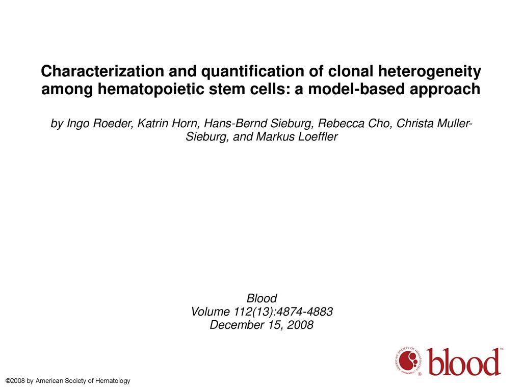Characterization and quantification of clonal heterogeneity among hematopoietic stem cells: a model-based approach