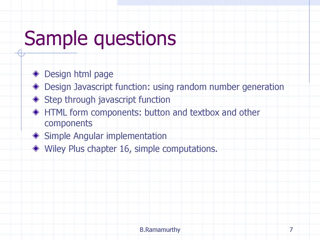 Sample questions Design html page