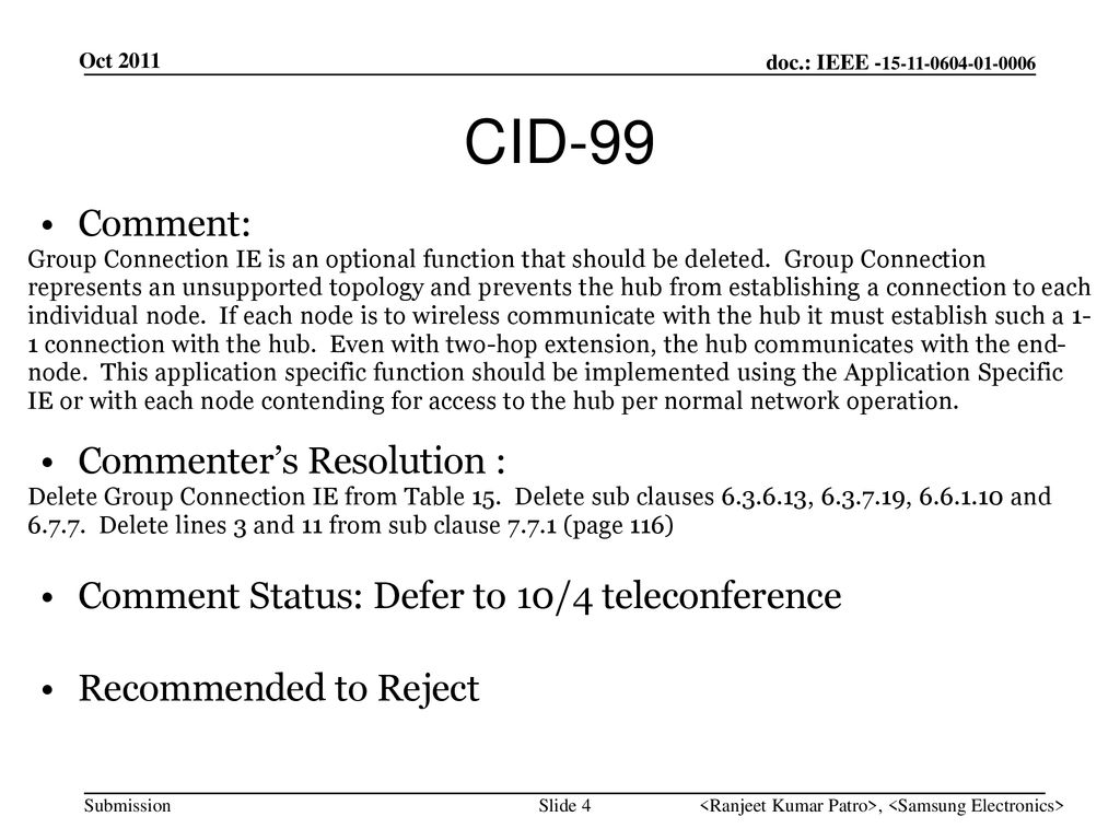 CID-99 Comment: Commenter’s Resolution :