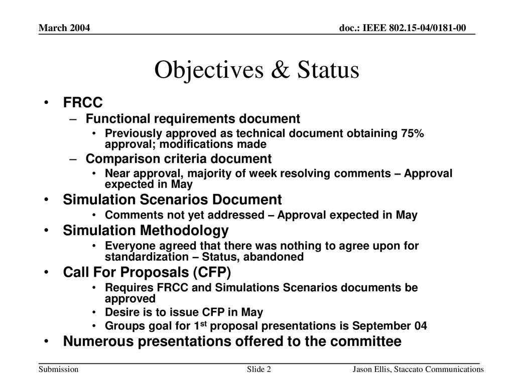 Objectives & Status FRCC Simulation Scenarios Document