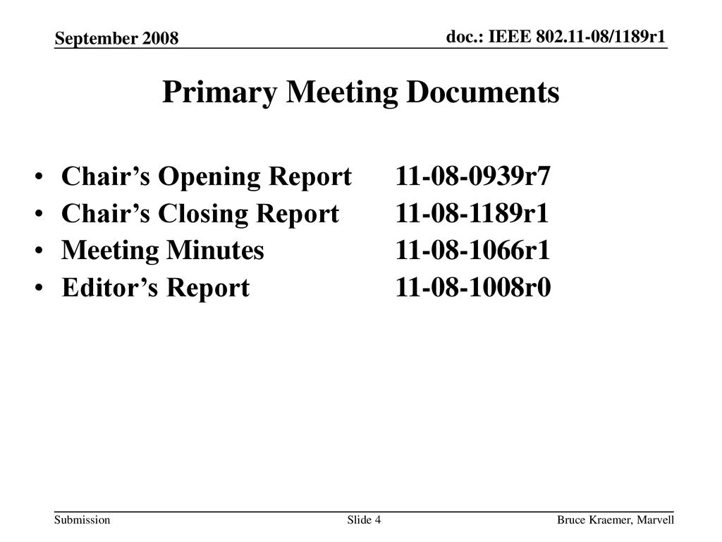 Primary Meeting Documents
