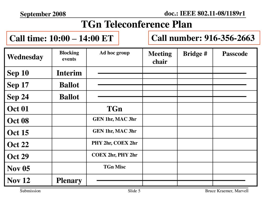 TGn Teleconference Plan