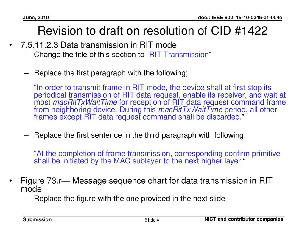 Revision to draft on resolution of CID #1422