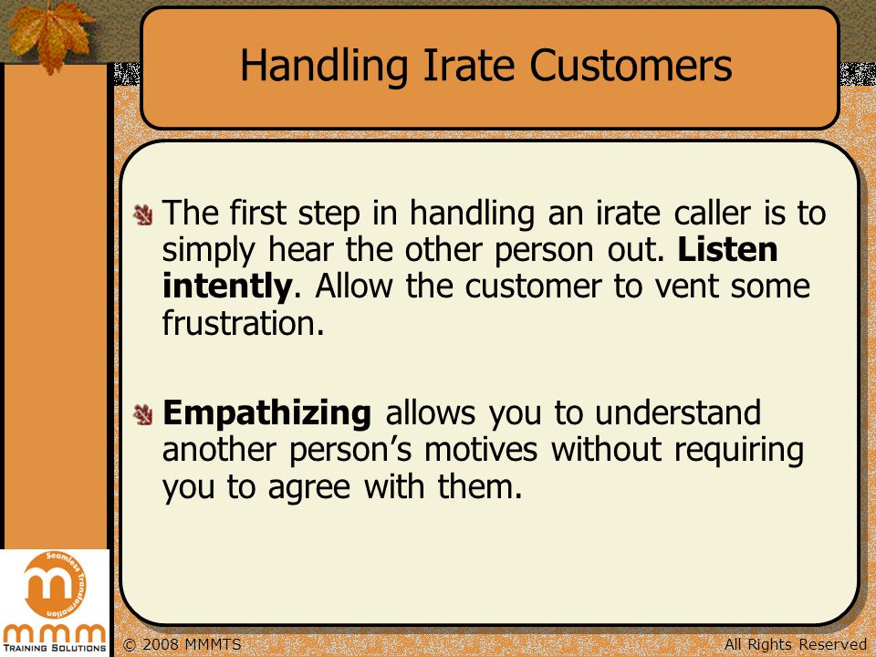Handling Irate Customers