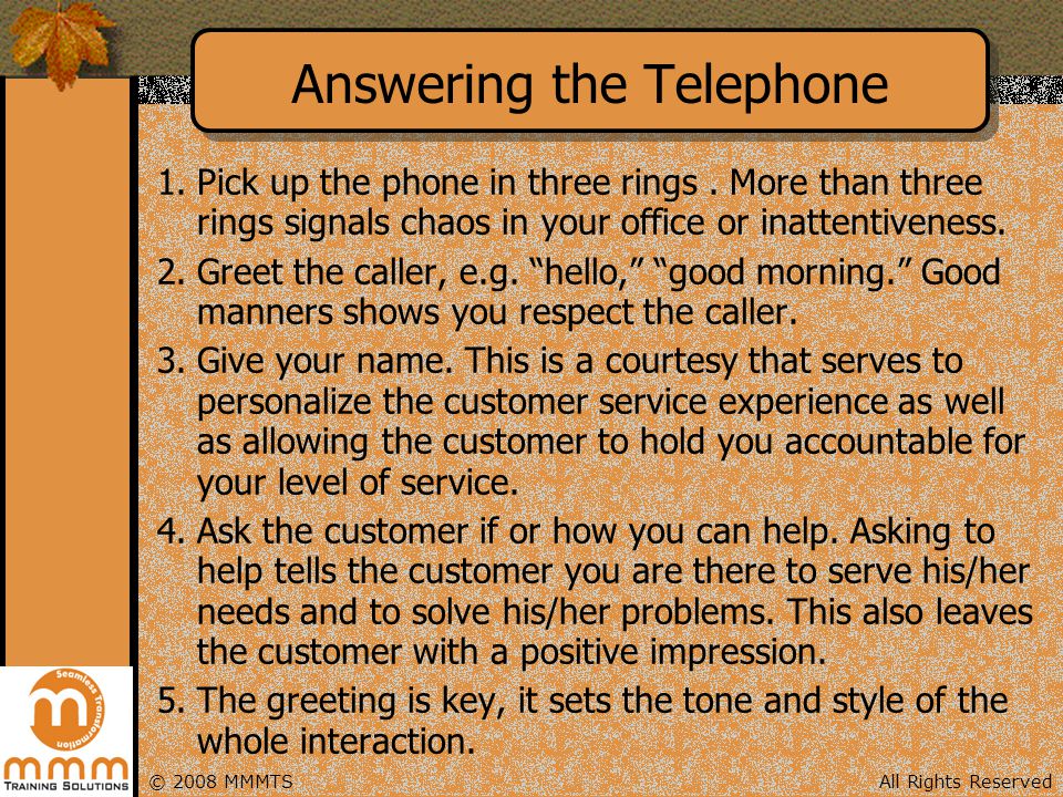 Answering the Telephone