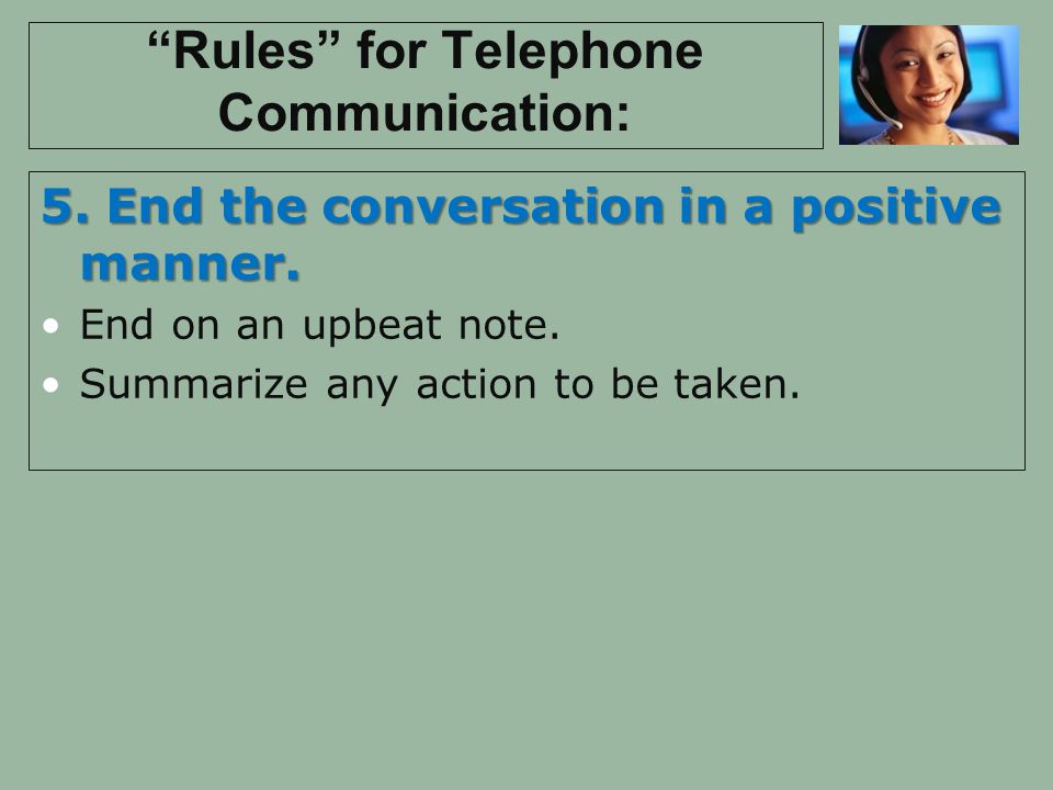 Rules for Telephone Communication: