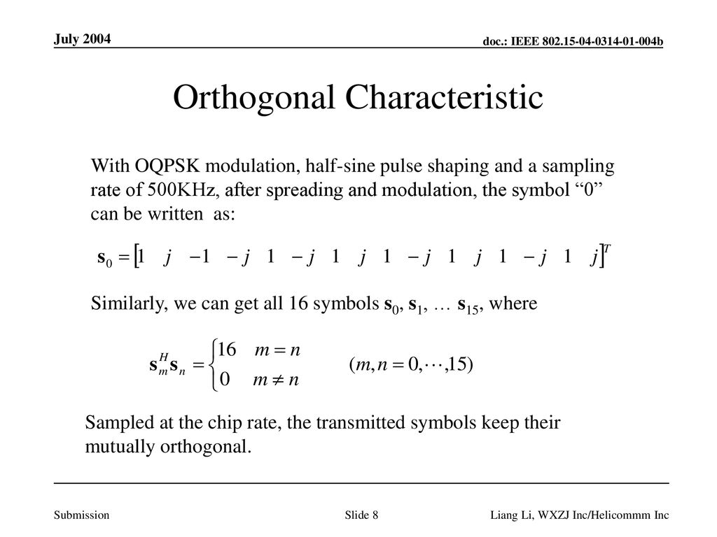 Orthogonal Characteristic