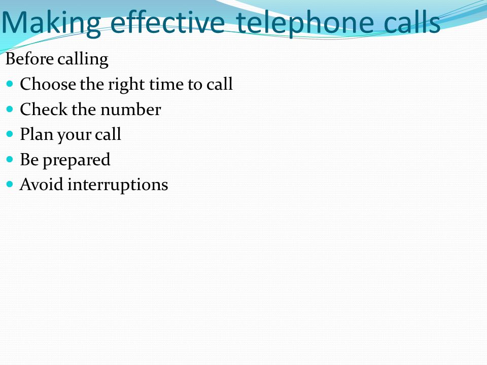 Making effective telephone calls