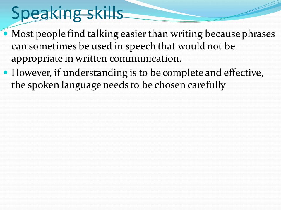 Speaking skills