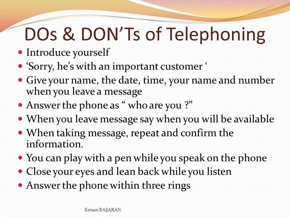 DOs & DON’Ts of Telephoning