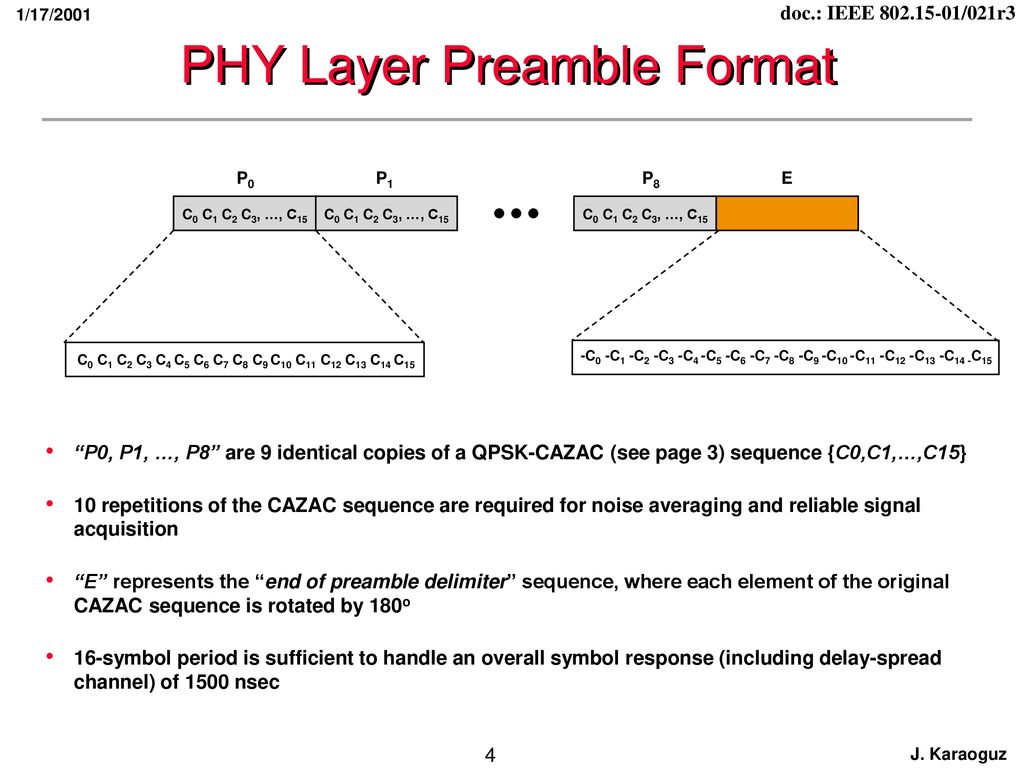 PHY Layer Preamble Format