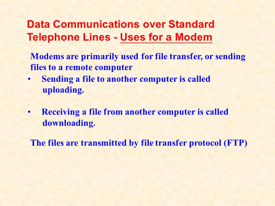Data Communications over Standard Telephone Lines - Uses for a Modem