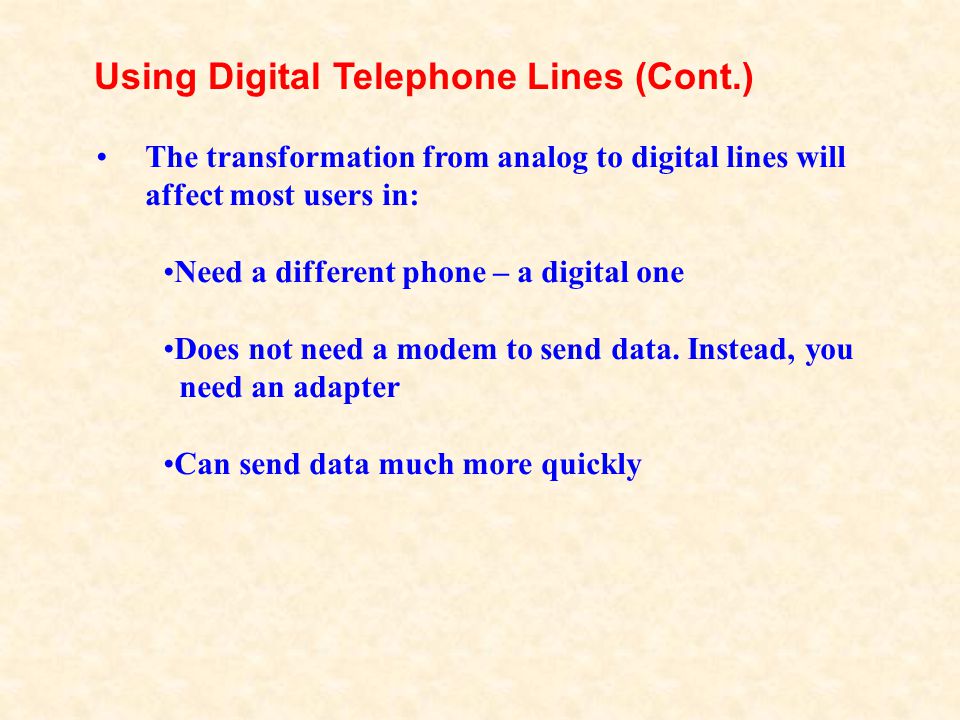 Using Digital Telephone Lines (Cont.)