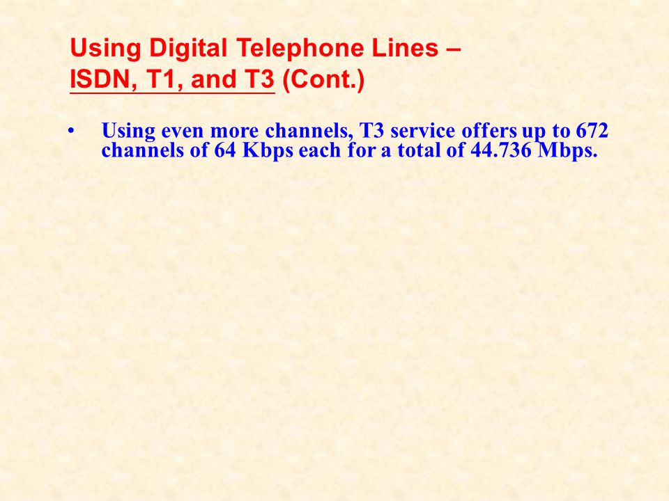Using Digital Telephone Lines – ISDN, T1, and T3 (Cont.)