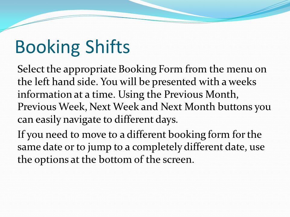 Booking Shifts