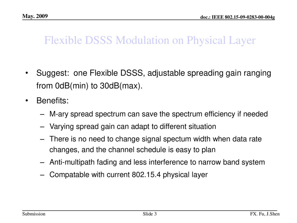 Flexible DSSS Modulation on Physical Layer