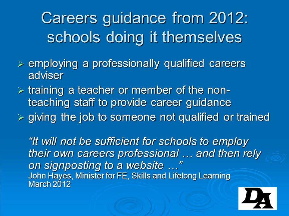 Careers guidance from 2012: schools doing it themselves