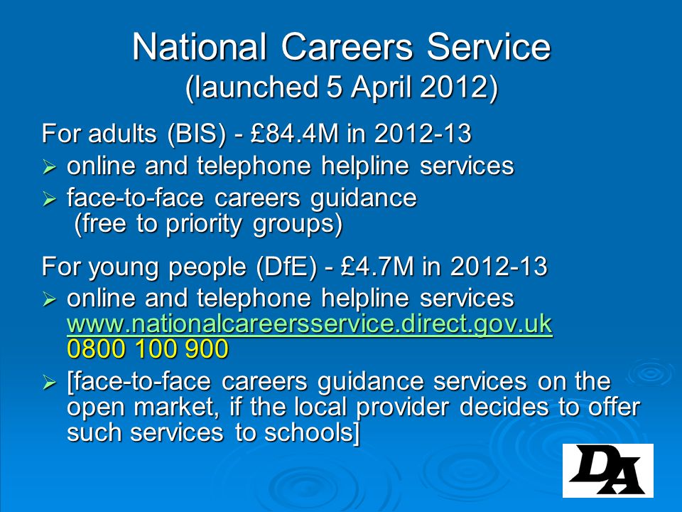 National Careers Service (launched 5 April 2012)