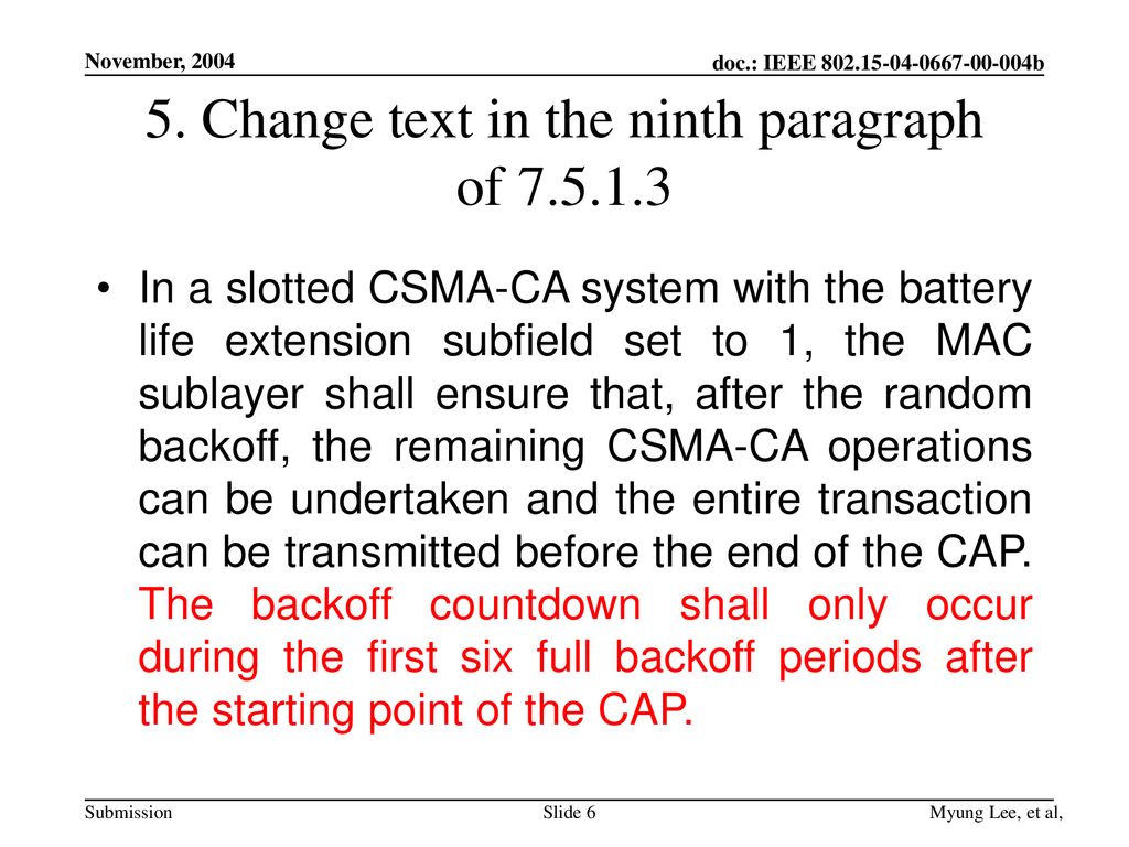 5. Change text in the ninth paragraph of