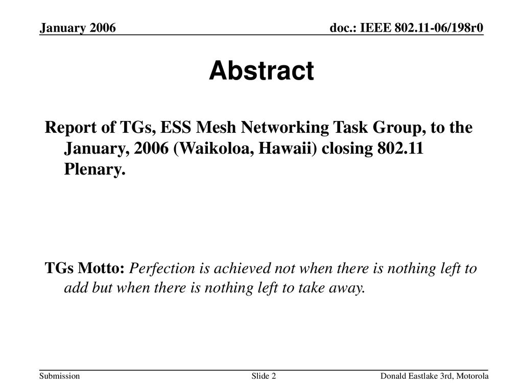 January 2006 doc.: IEEE /198r0. January Abstract.