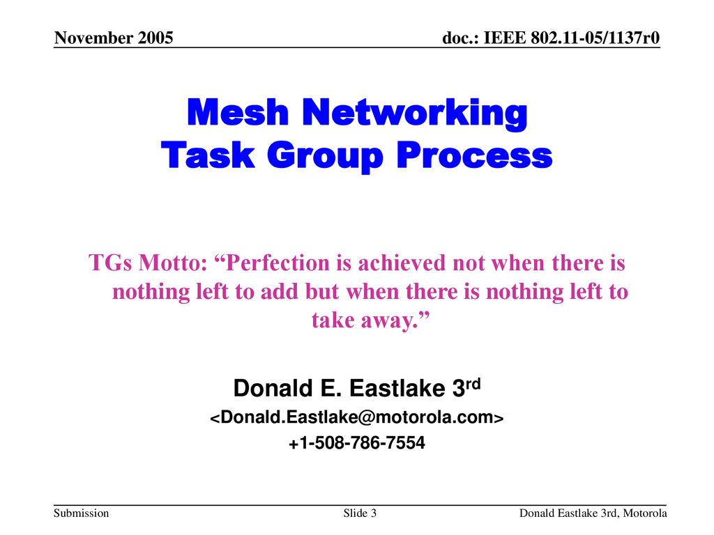 Mesh Networking Task Group Process