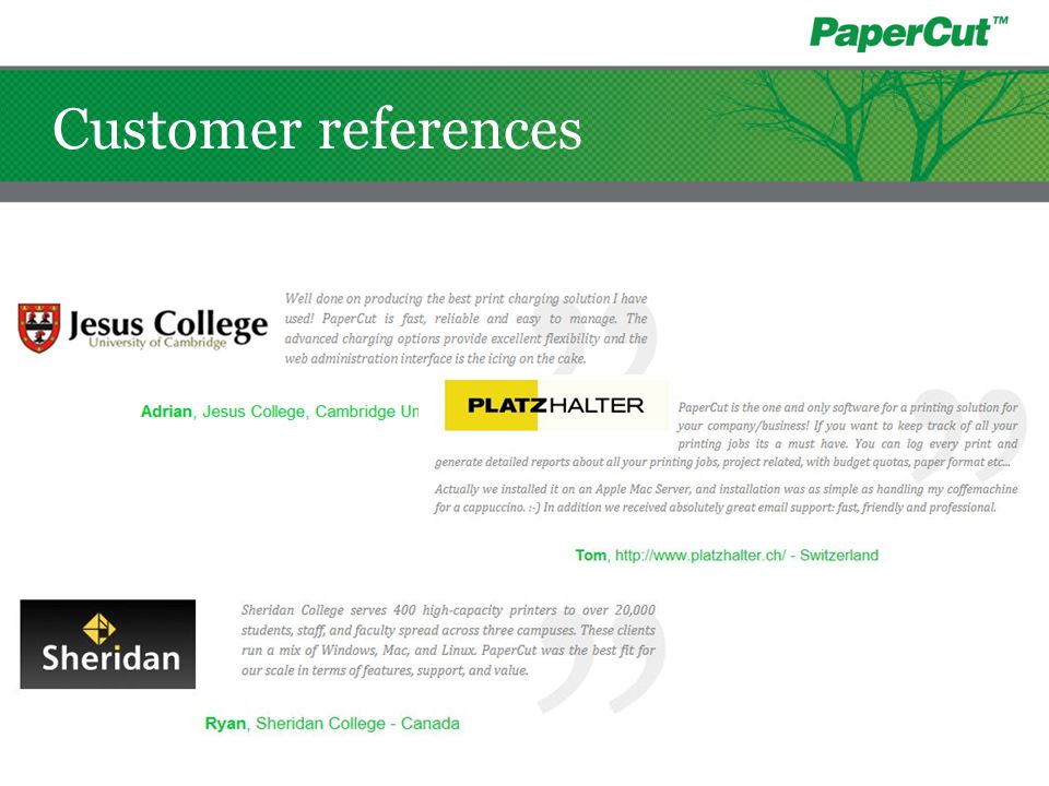 Customer references