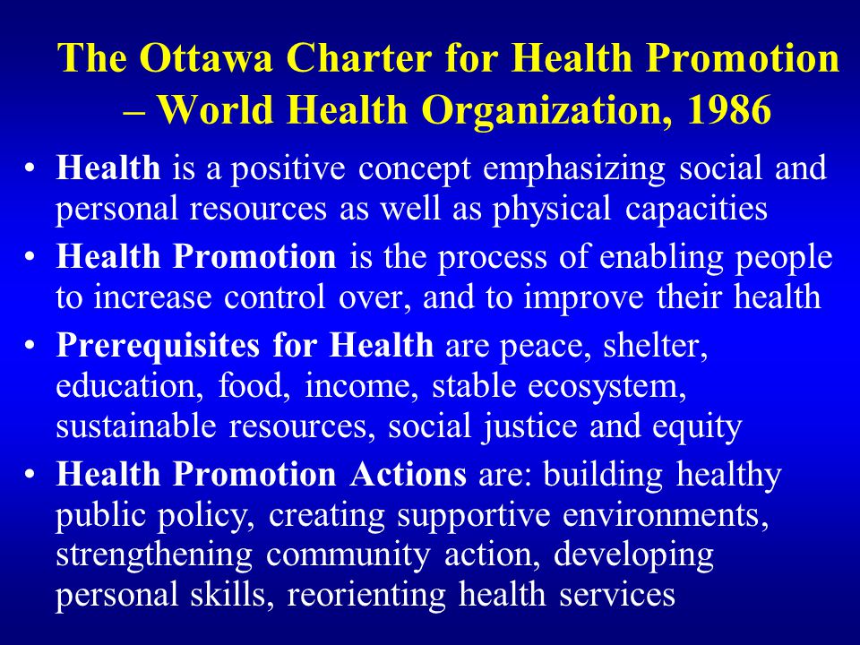 The Ottawa Charter for Health Promotion – World Health Organization, 1986