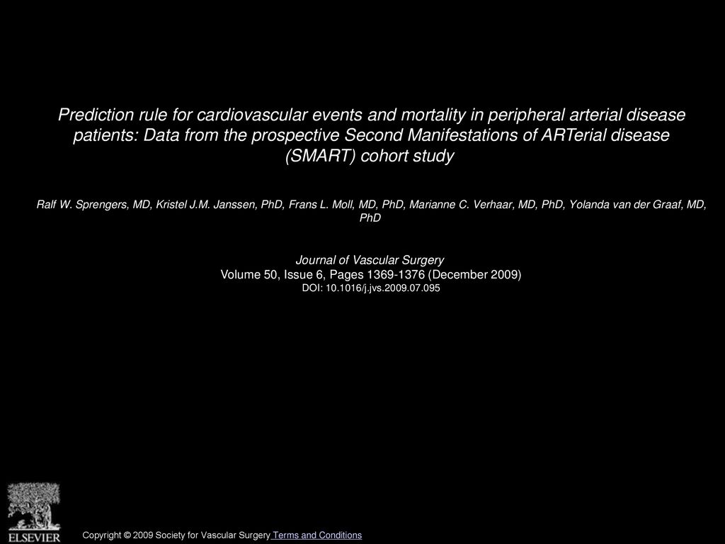 Prediction rule for cardiovascular events and mortality in peripheral arterial disease patients: Data from the prospective Second Manifestations of ARTerial disease (SMART) cohort study