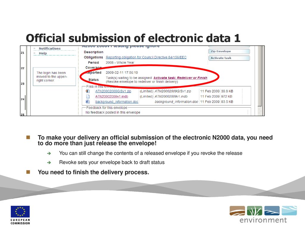 Official submission of electronic data 1