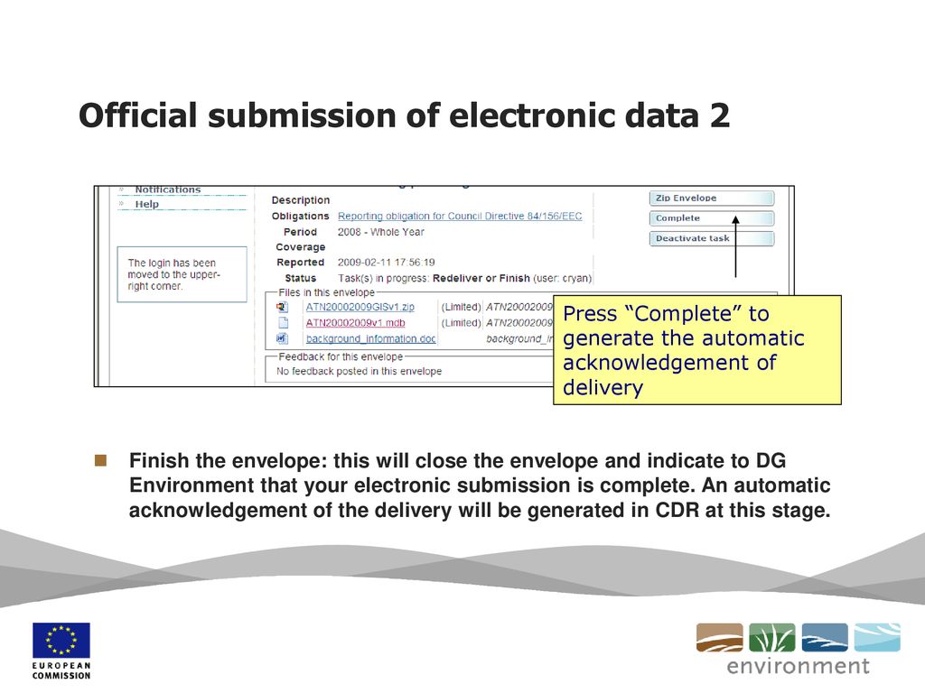 Official submission of electronic data 2