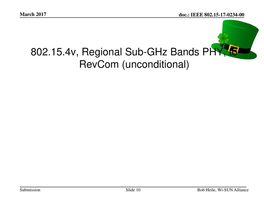 v, Regional Sub-GHz Bands PHY, to RevCom (unconditional)