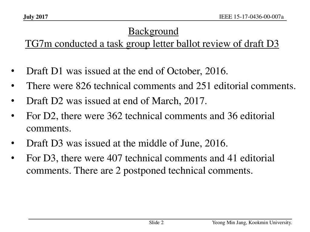 TG7m conducted a task group letter ballot review of draft D3