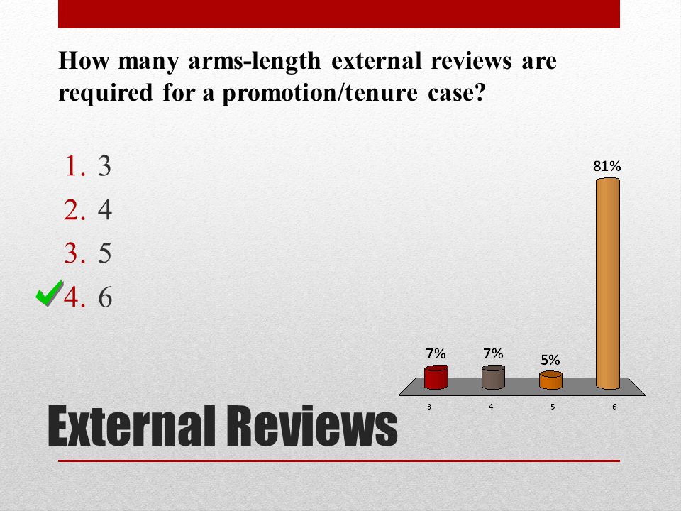 How many arms-length external reviews are required for a promotion/tenure case