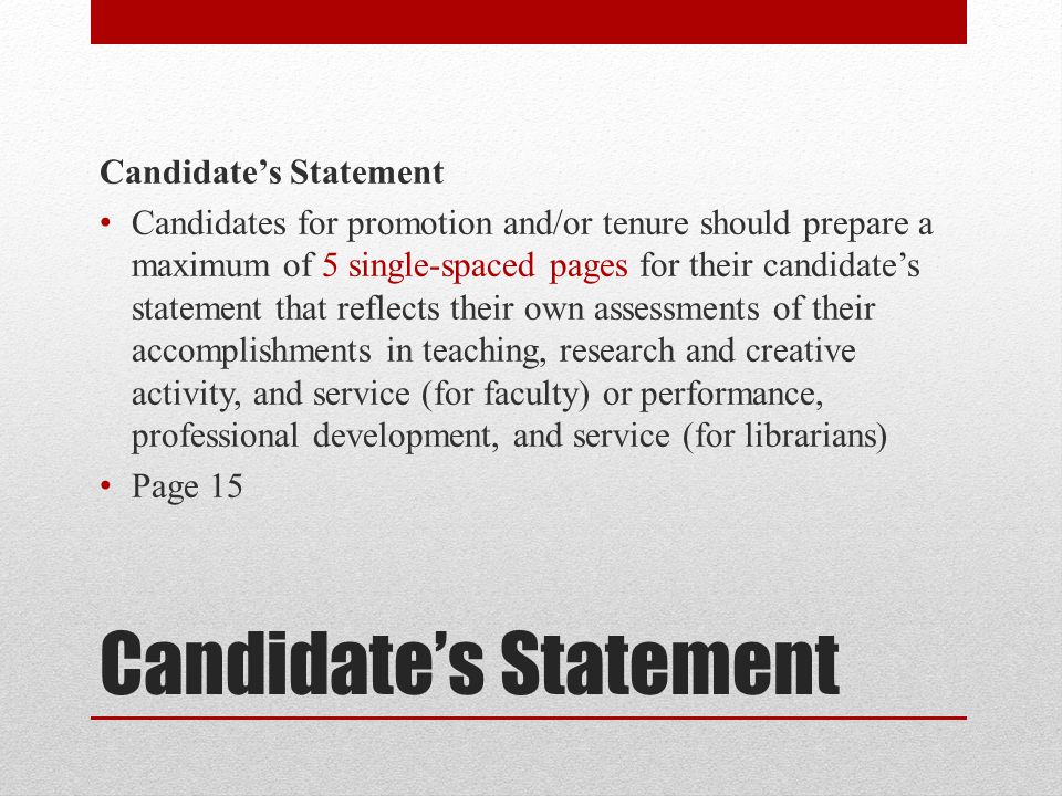 Candidate’s Statement