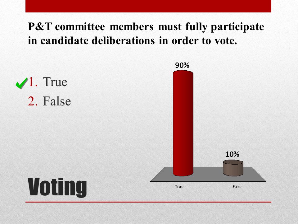 P&T committee members must fully participate in candidate deliberations in order to vote.